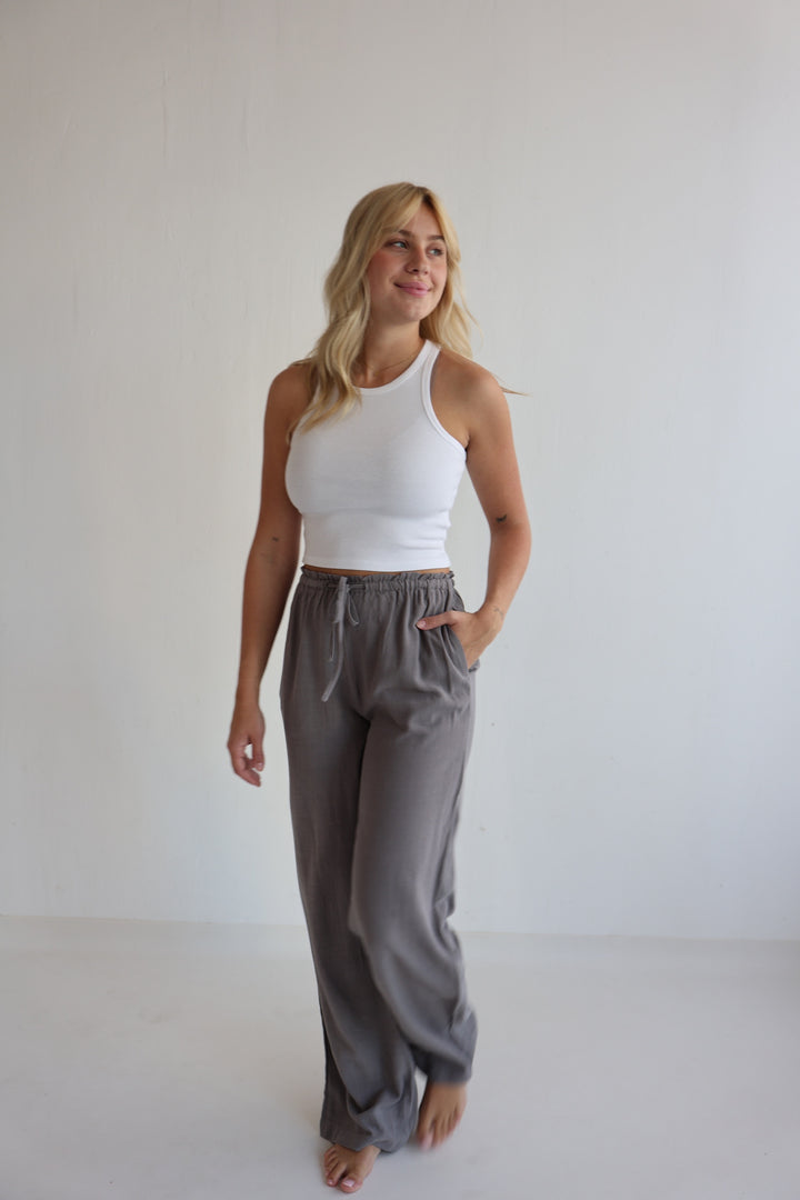 Extra Long Leinenhose mit Gummizug Chiara