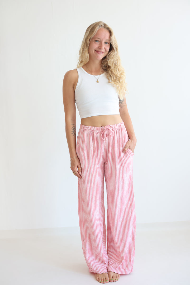 Lange Musselinhose mit Streifen Little Lines
