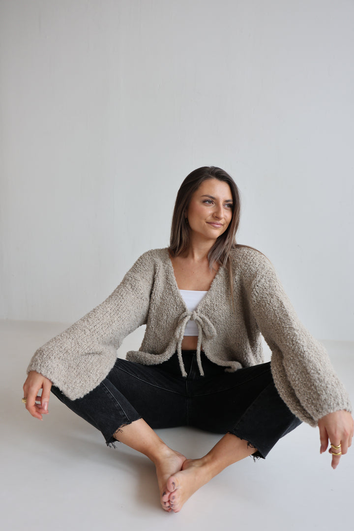 Teddy Knot Cardigan Fluffy Tie
