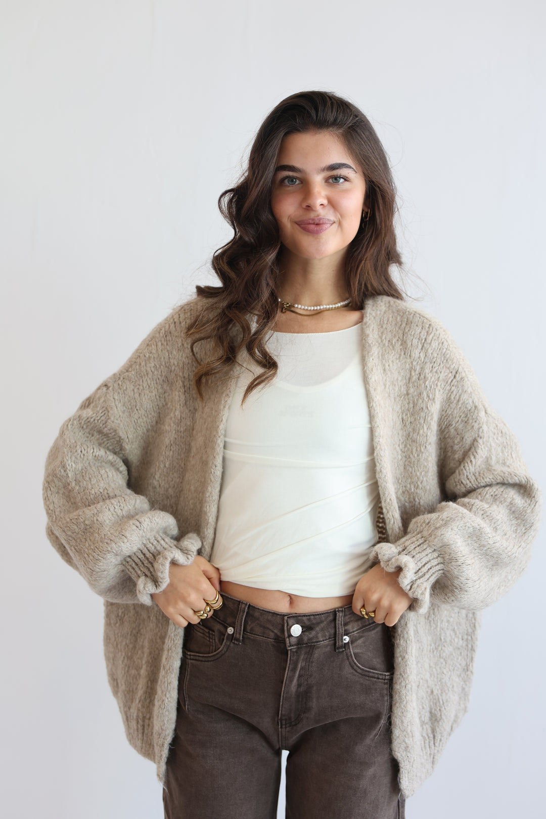 Offener Cardigan mit Rüschenärmeln Clara