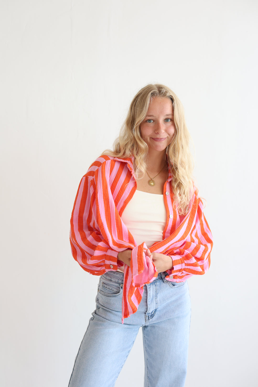 Musselinbluse Blockstripes