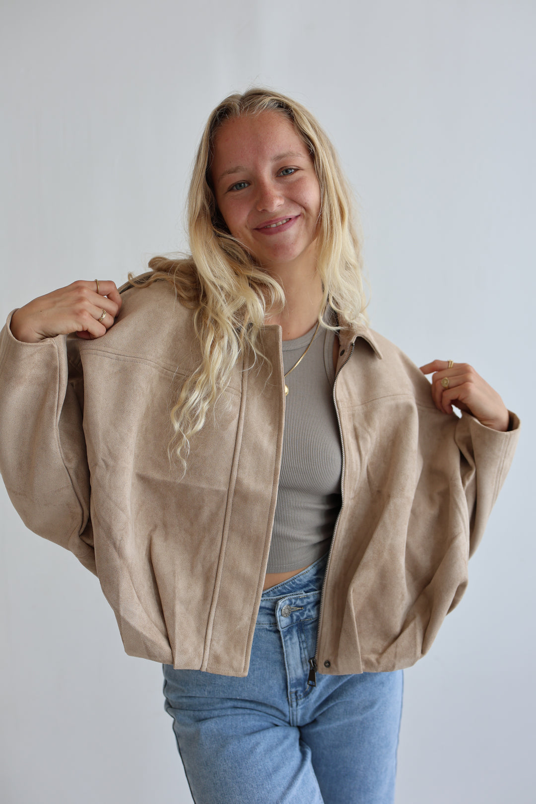 Luxe Suede Bomber Jacket