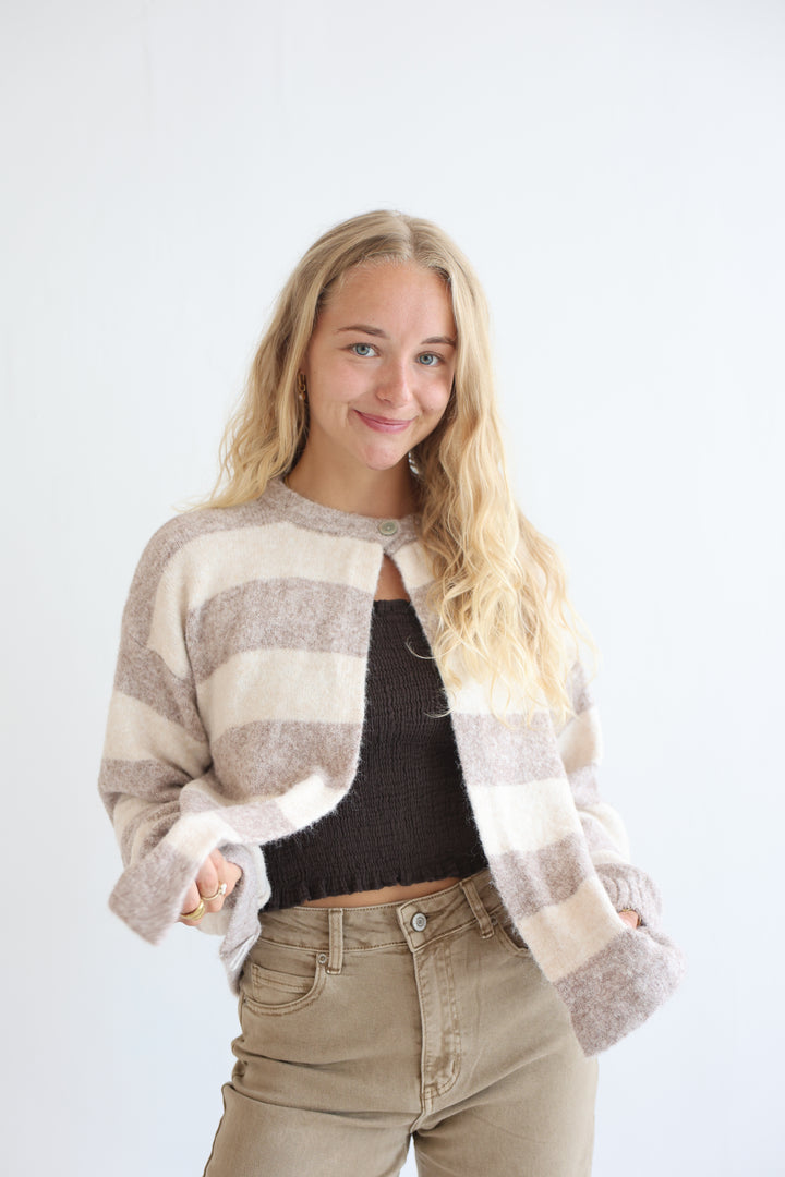 Sugar Stripe Button Cardigan