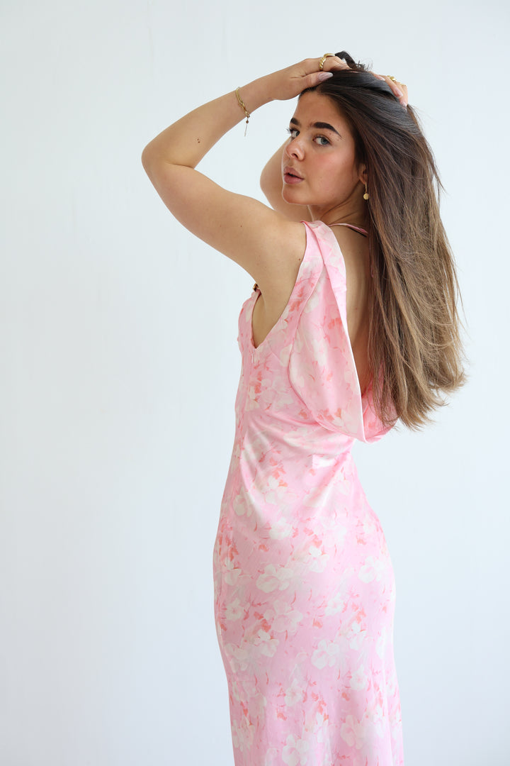 Floral Satin Midi Dress