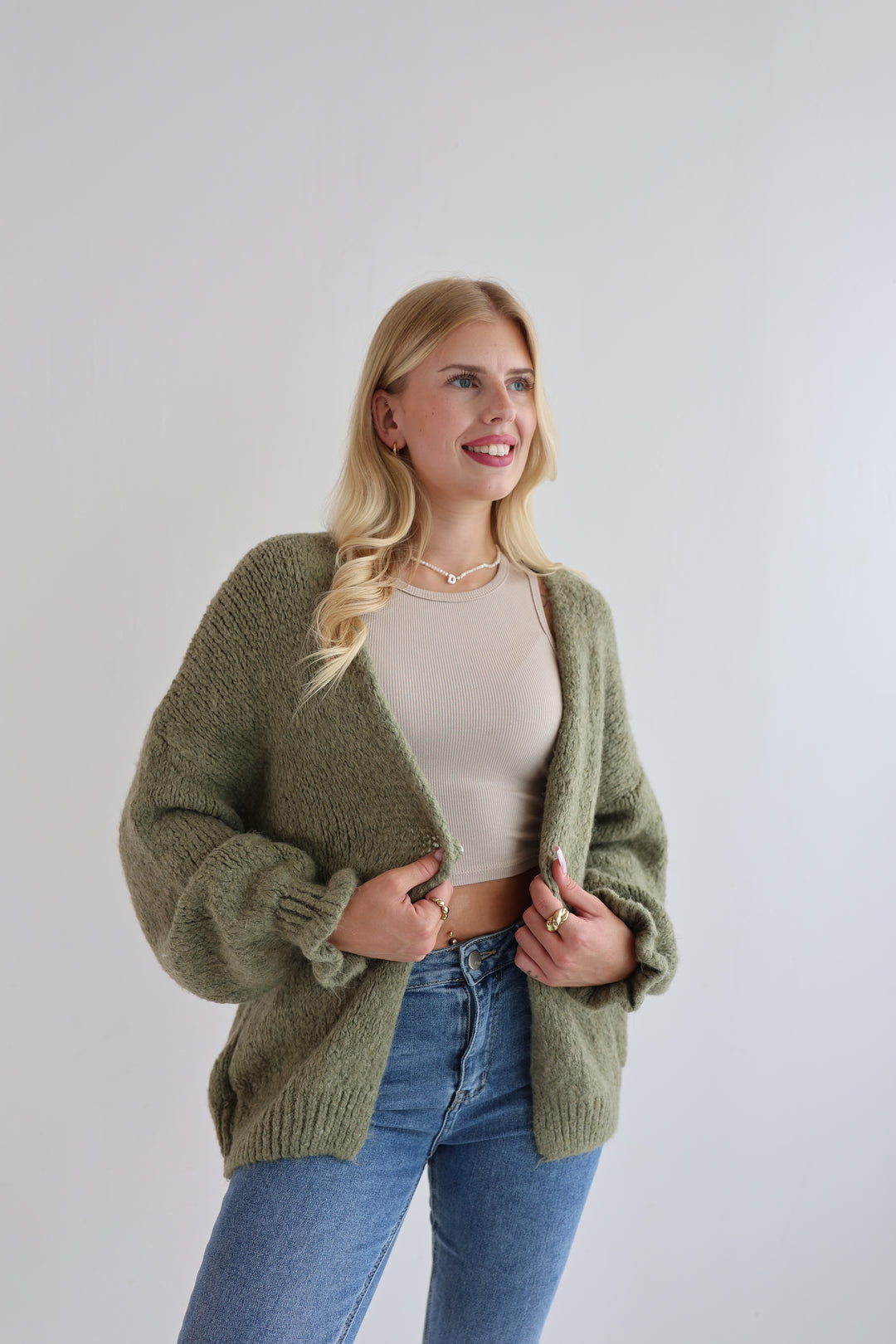 Offener Cardigan mit Rüschenärmeln Clara