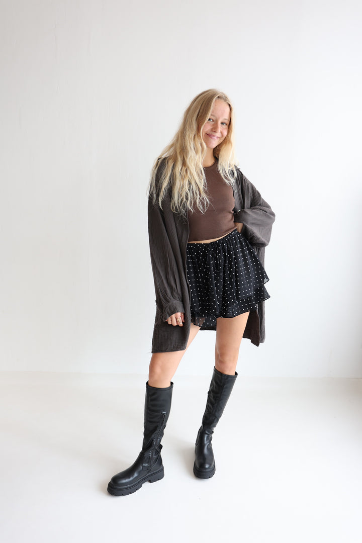 Oversize Blusenhemd aus Musselin (einfarbig)