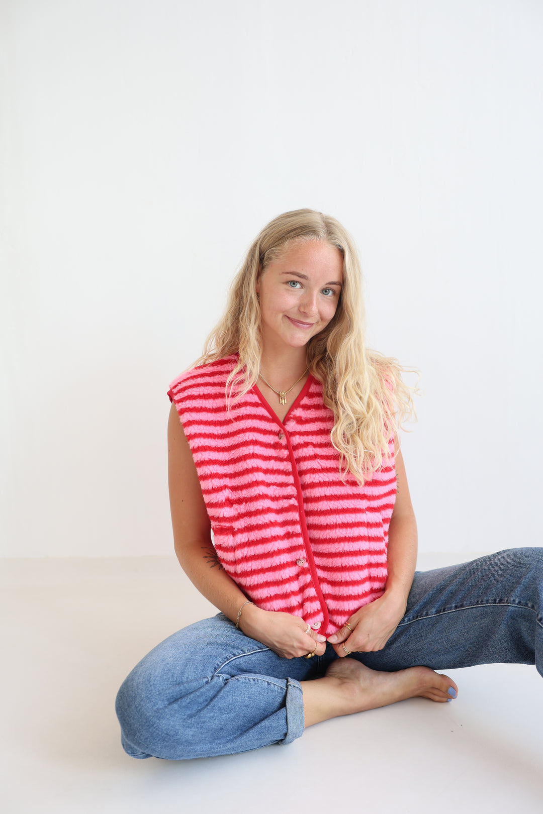 Candy Stripe Teddy Vest