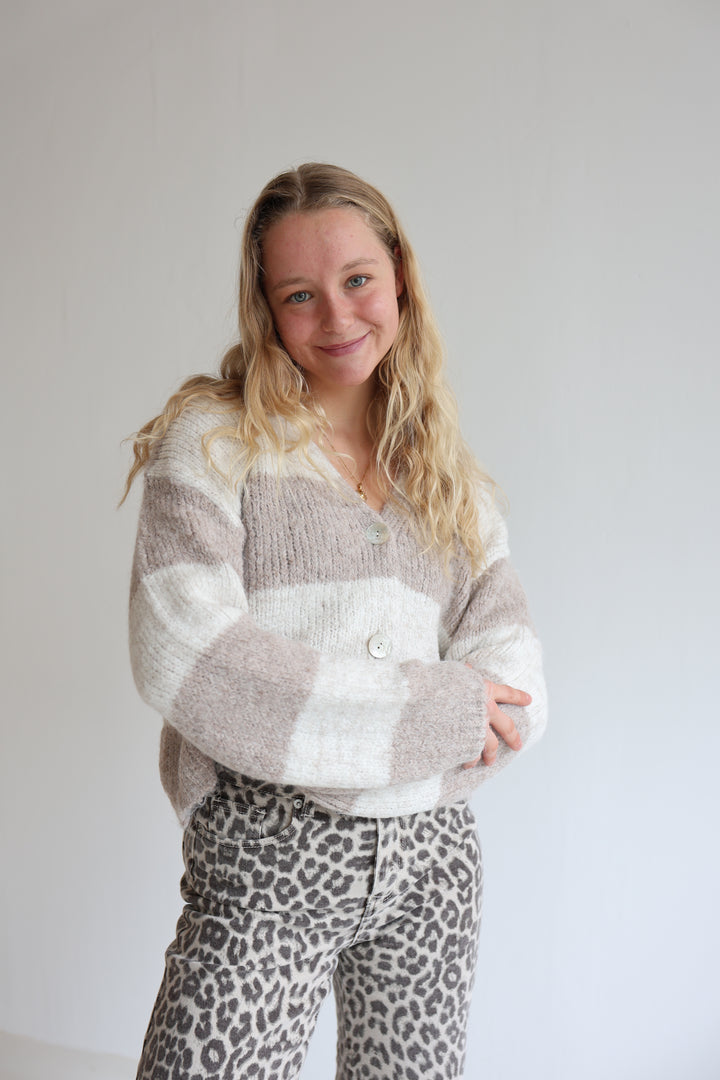 Striped V-Neck Cardigan