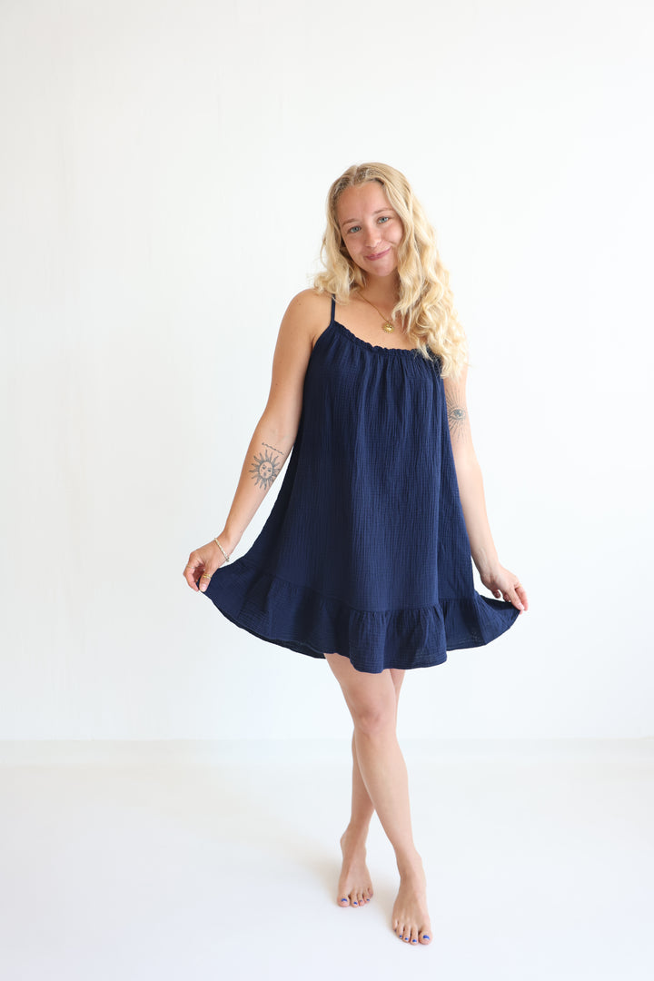 Musselinkleid mit Mini-Volant Hailey
