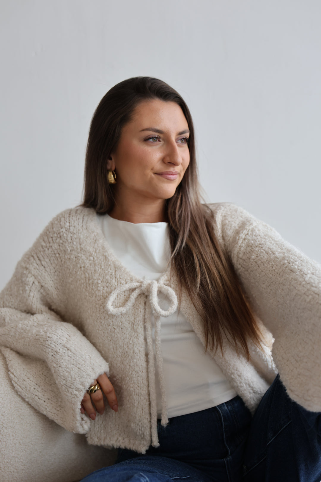 Teddy Knot Cardigan Fluffy Tie