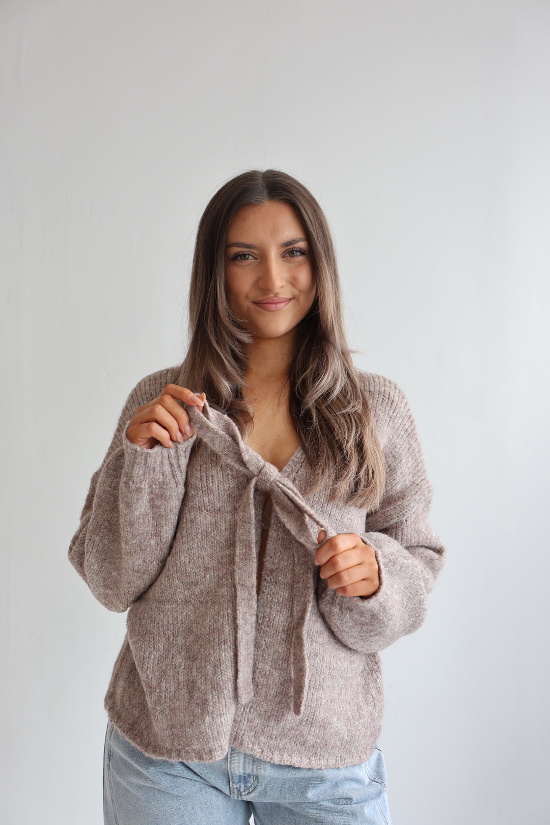 Knit Bow Cardigan Lanea