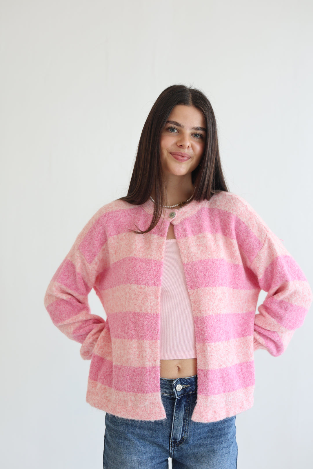 Sugar Stripe Button Cardigan