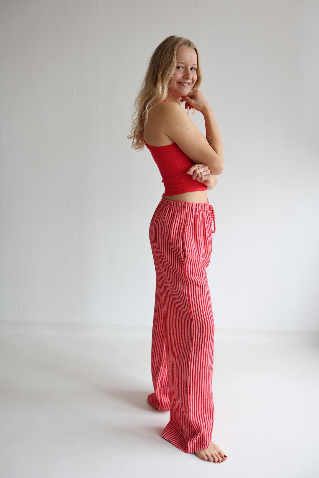 Lange Musselinhose mit Streifen Little Lines