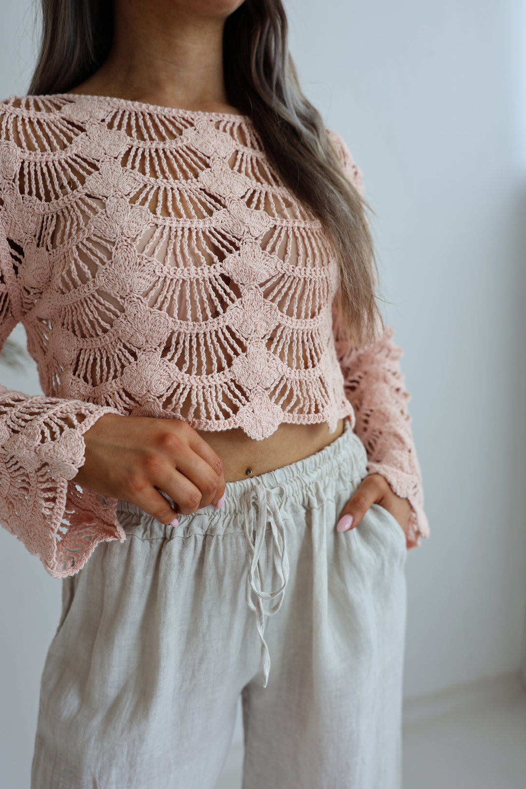 Leichter Cropped Pullover Shell Crochet