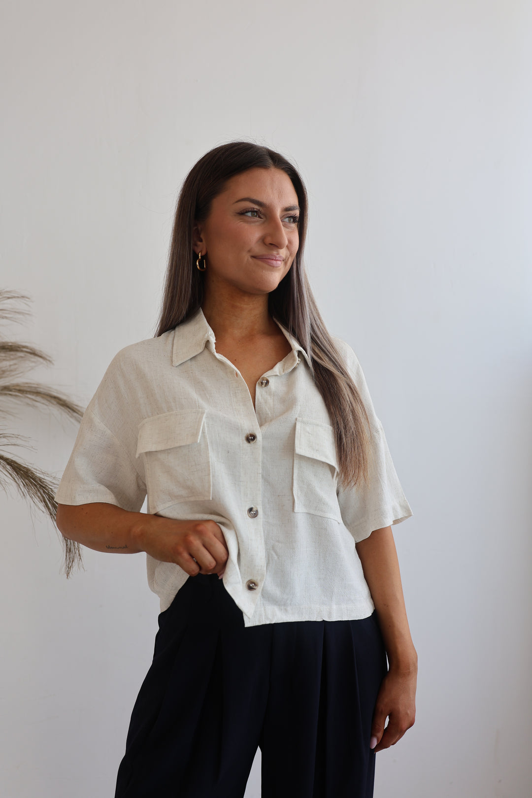 Cropped Leinenbluse Leila