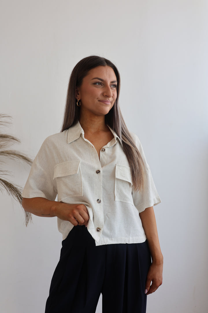 Cropped Leinenbluse Leila