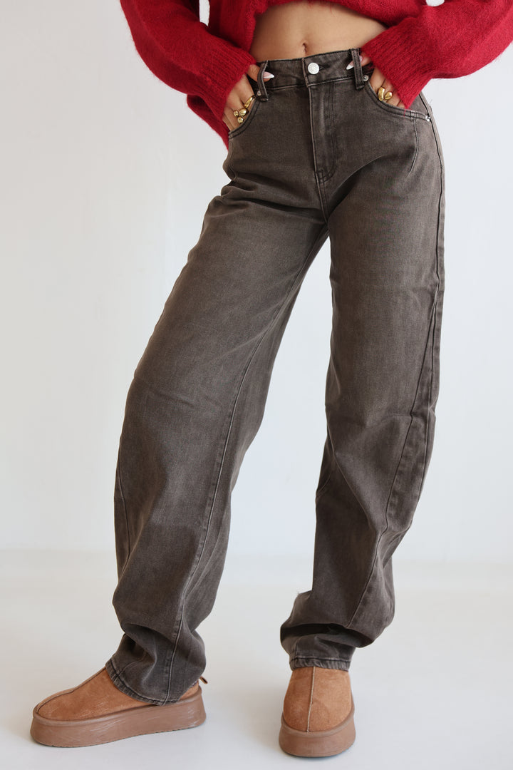 Extra Long Chestnut Flow Barrel Jeans