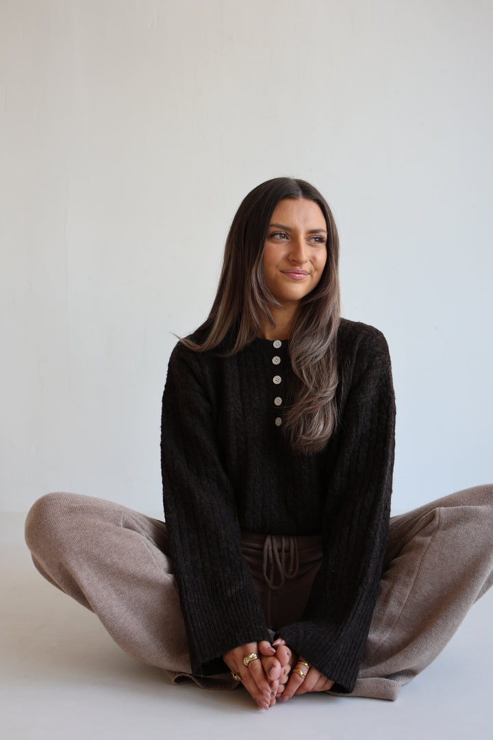 Ribbed Button Pullover