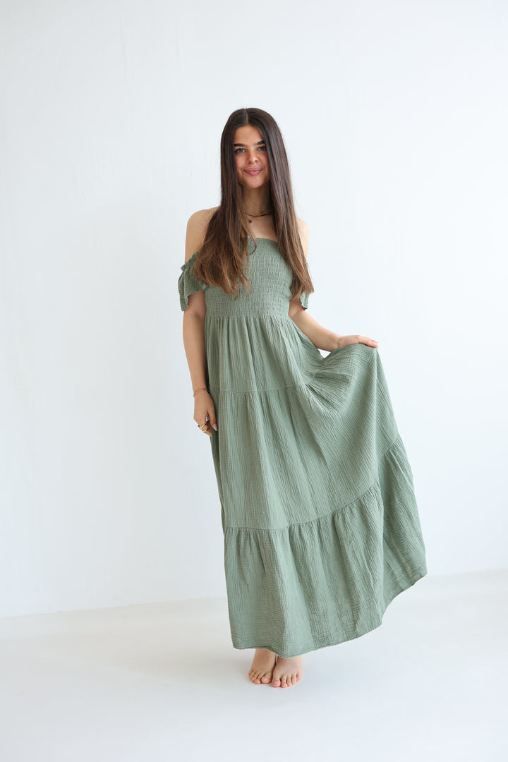 Langes Kleid mit Raffung Livia