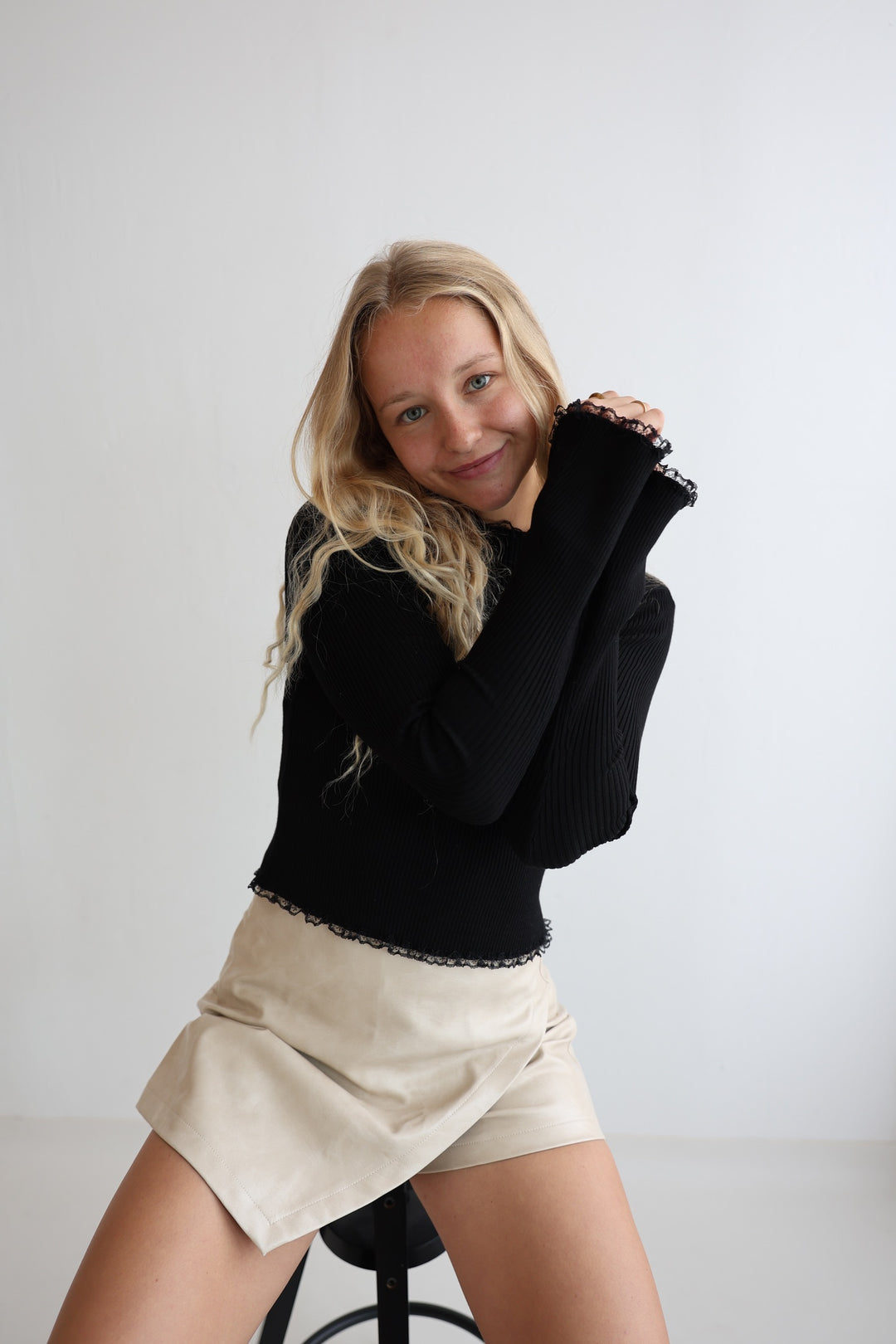 Geripptes Longsleeve Slave Flare