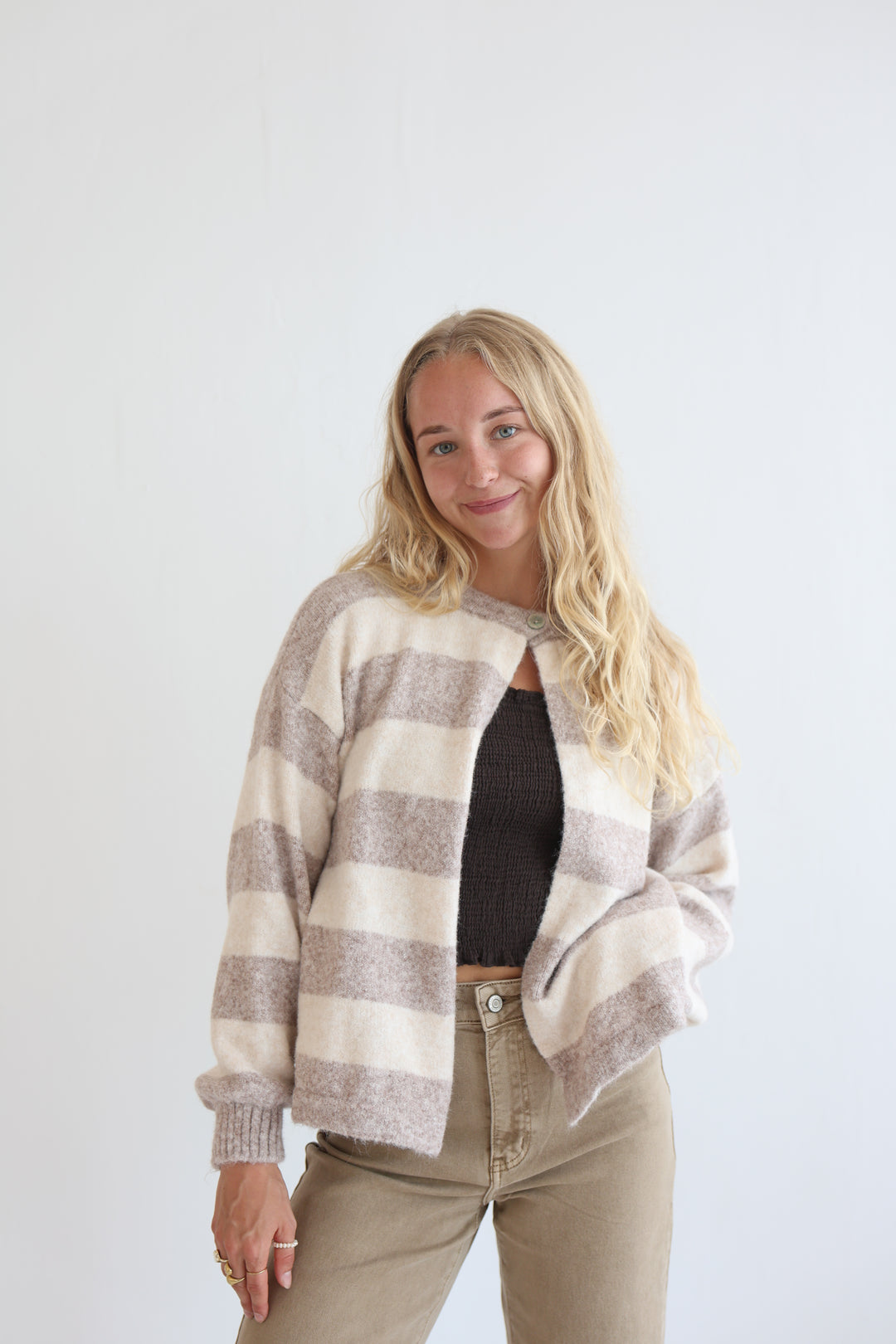 Sugar Stripe Button Cardigan