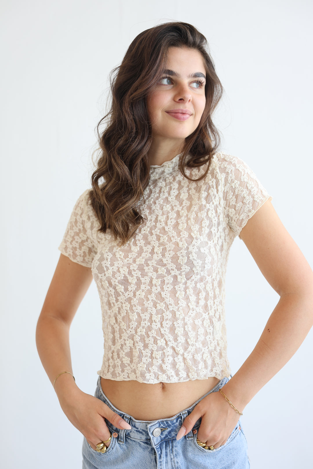 Milky Bloom Lace T-Shirt
