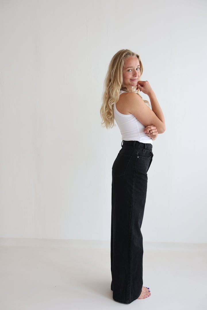 Cross Front Wide Leg Jeans