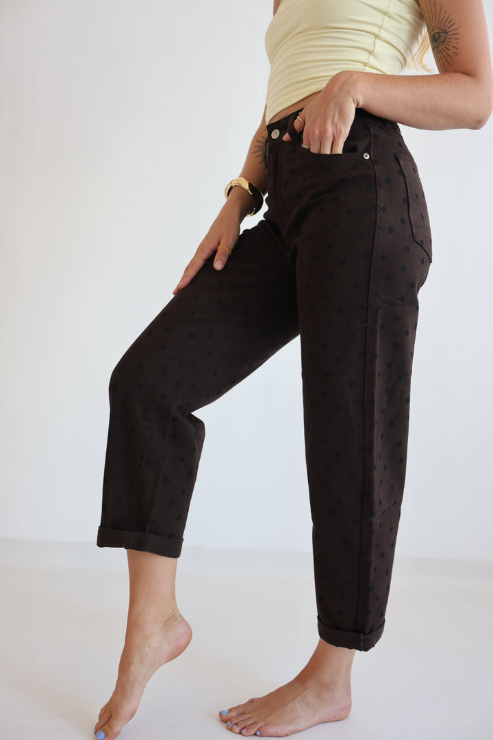 Espresso Polka Mom Jeans