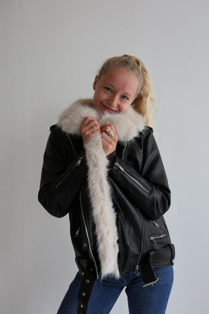Kunstlederjacke mit Felleinsatz Maddy