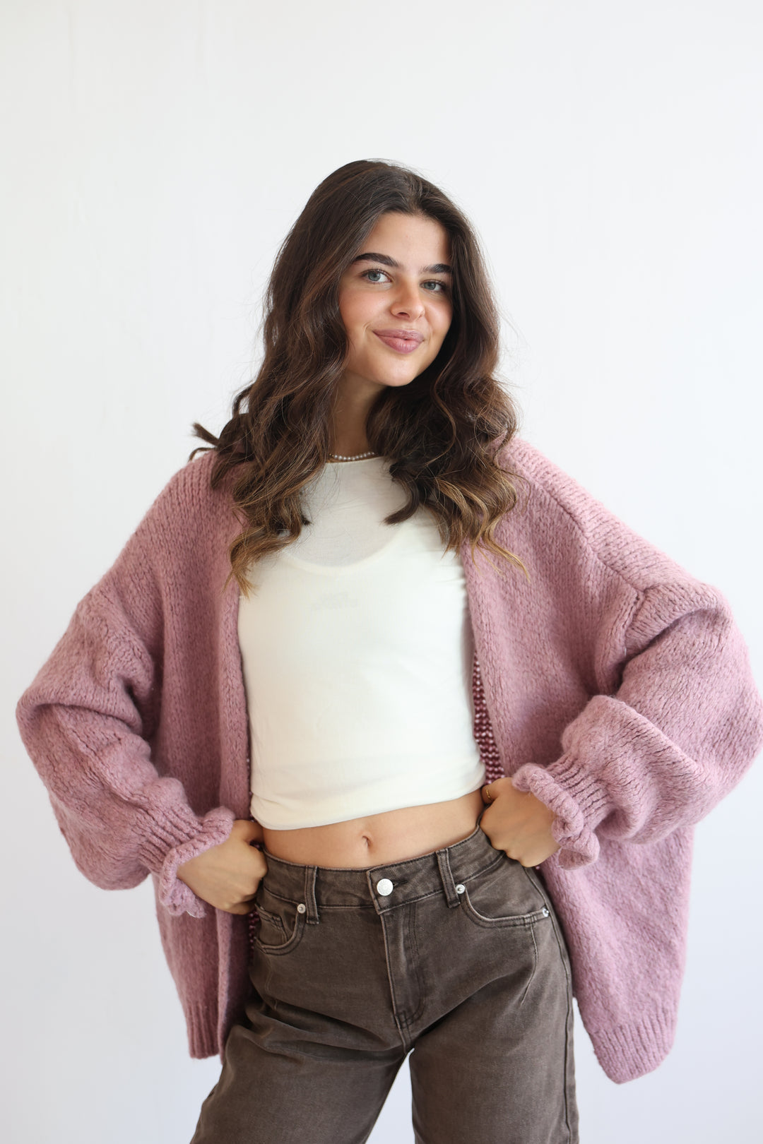 Offener Cardigan mit Rüschenärmeln Clara