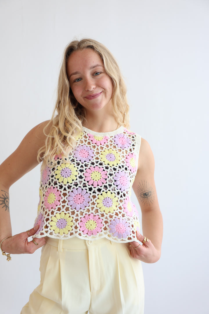 Boho Crochet Flower Top