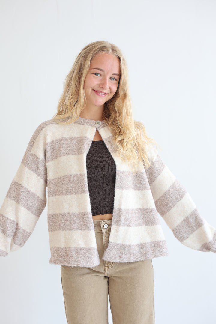 Sugar Stripe Button Cardigan