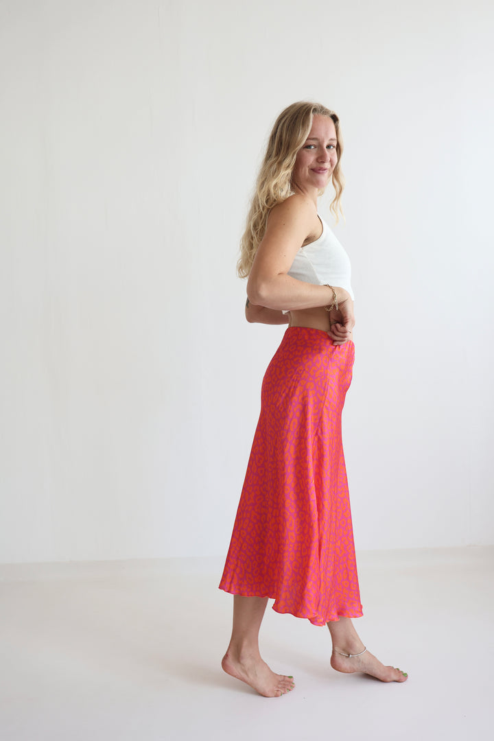 Leopard Satin Skirt