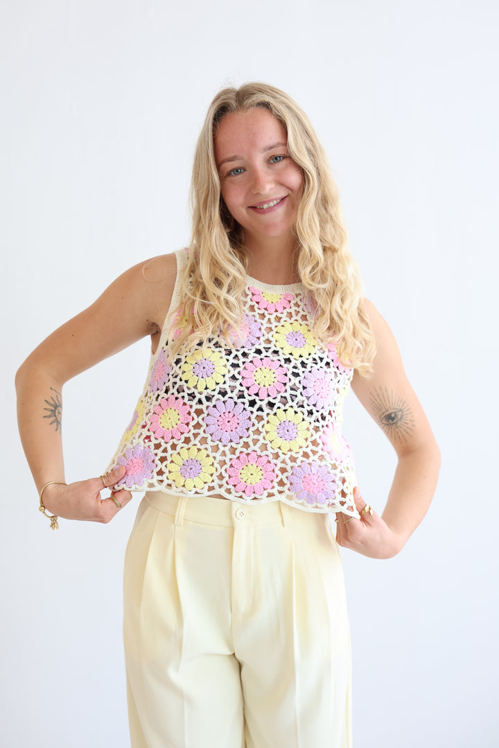 Boho Crochet Flower Top