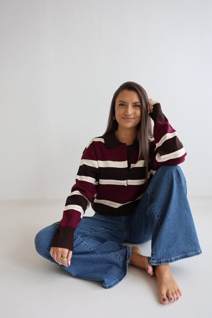 Striped Longsleeve Polo Heritage