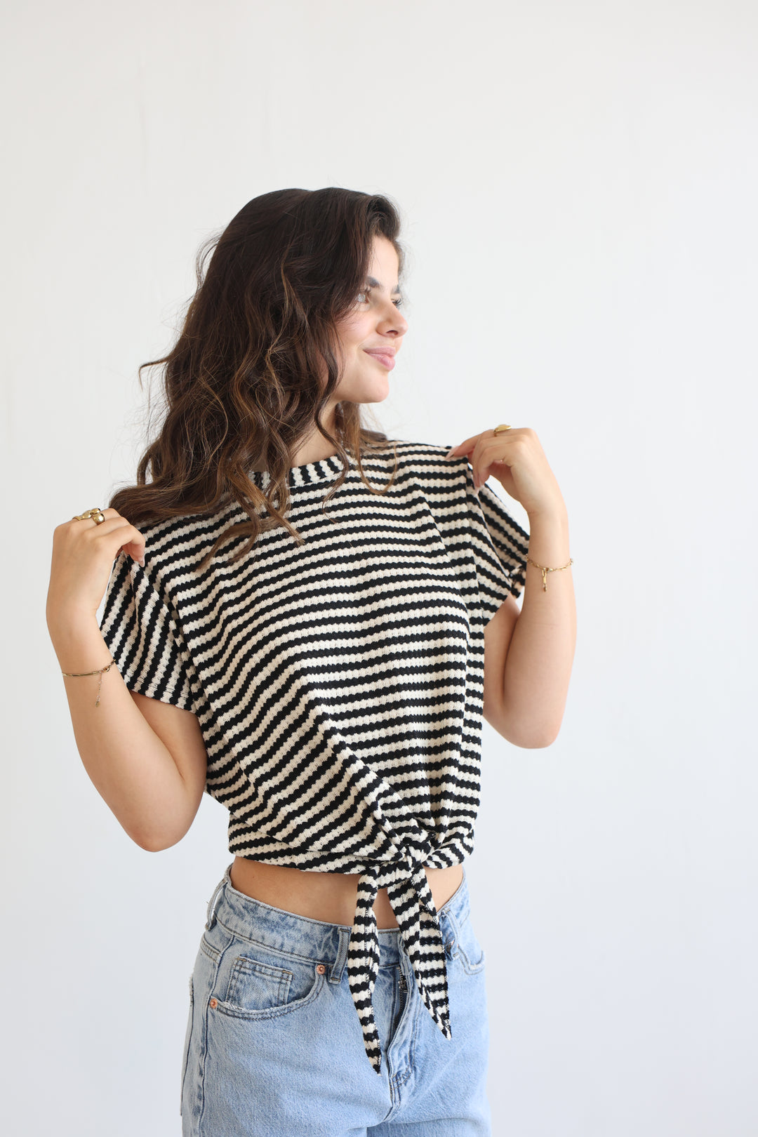 Striped Knit Knot T-Shirt