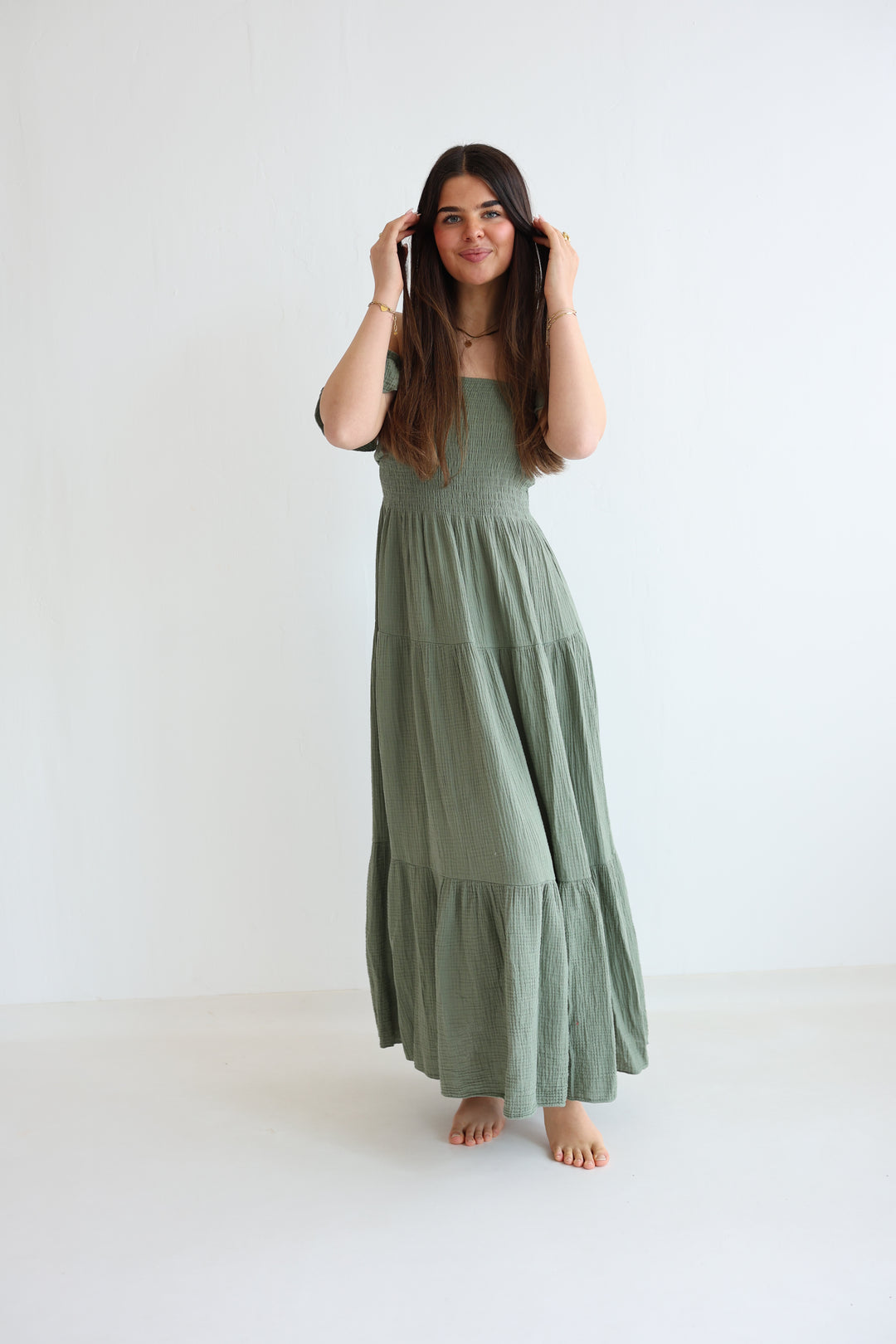 Langes Kleid mit Raffung Livia