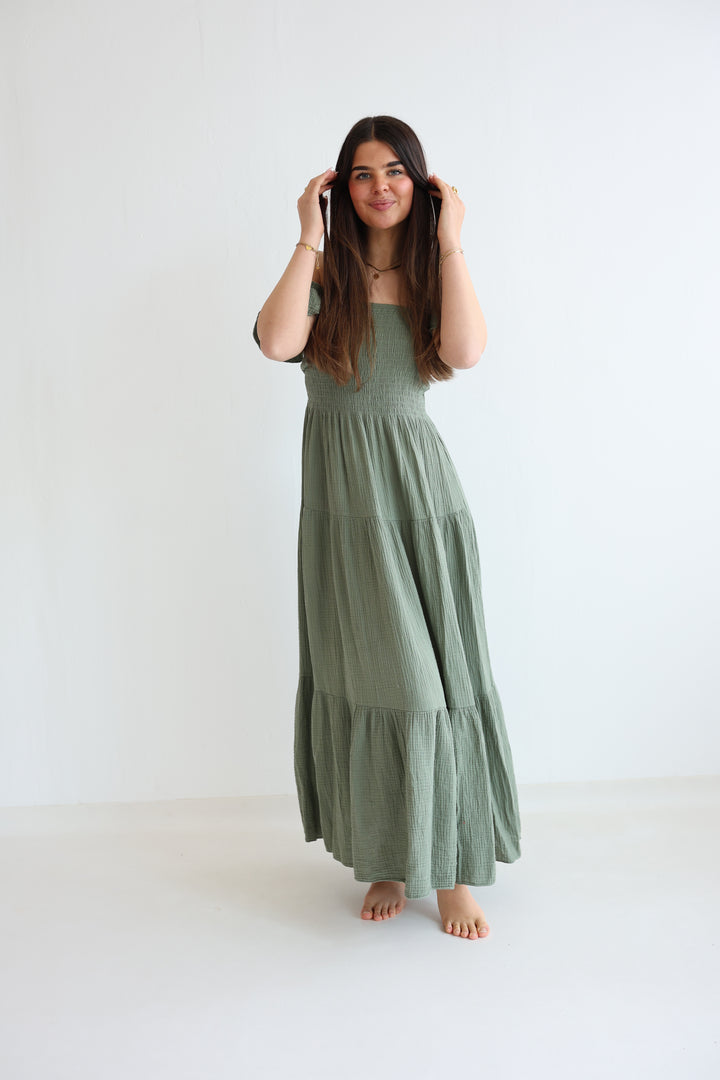 Langes Kleid mit Raffung Livia
