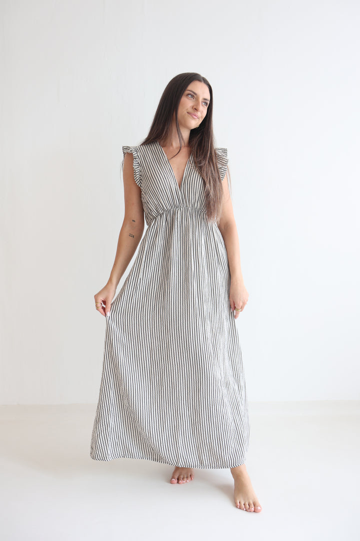 Langes Musselinkleid Casual Stripes
