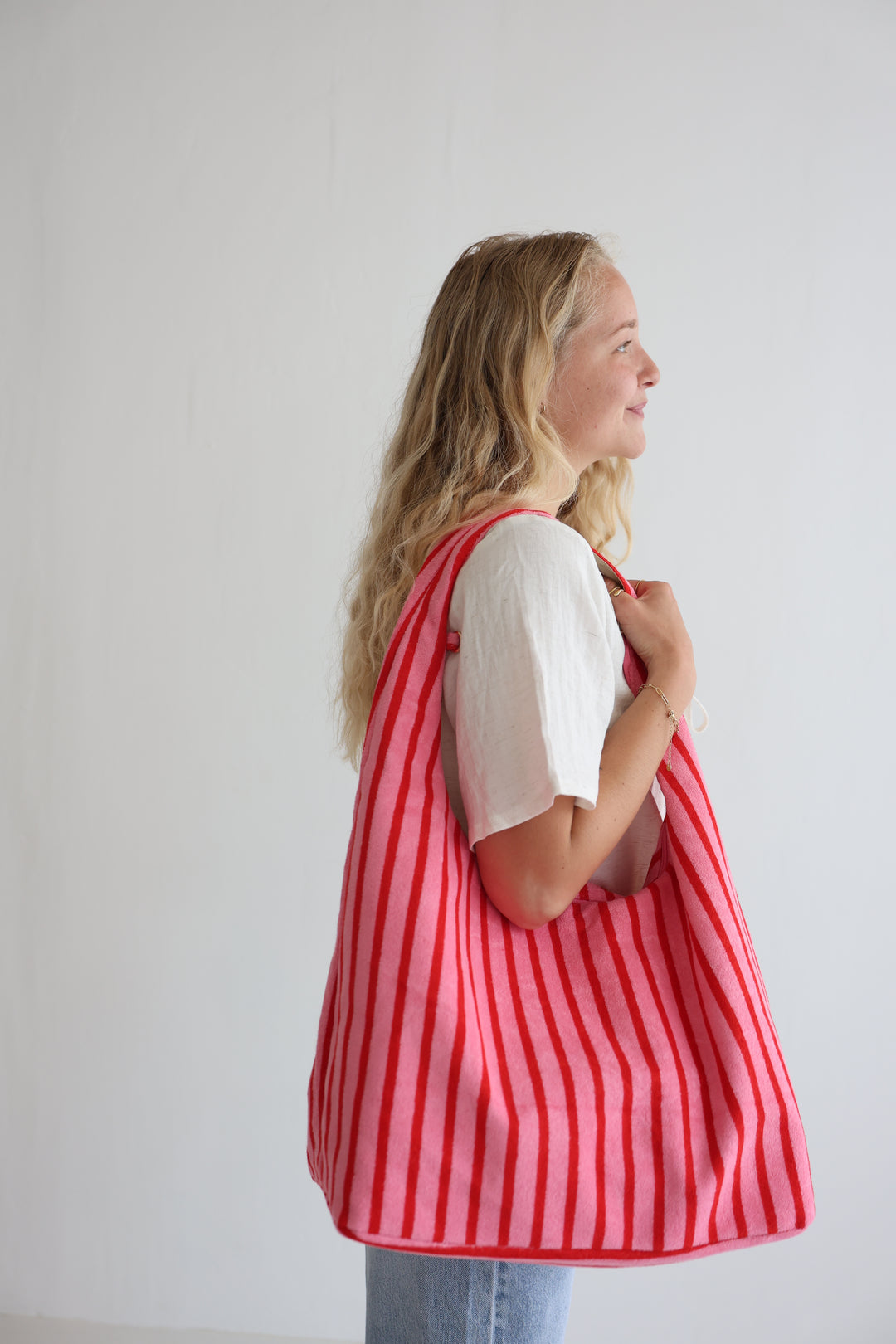 Pink Striped Frottee Bag