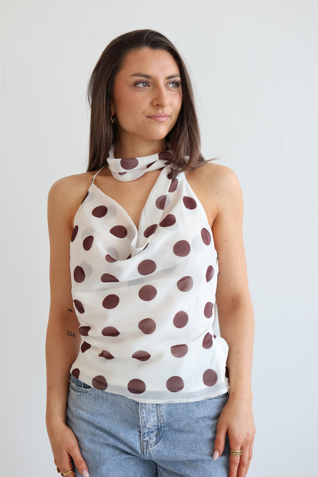 Polka Dot Wrap Top