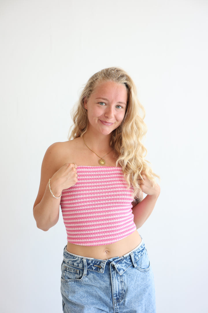 Striped Knit Tube Top