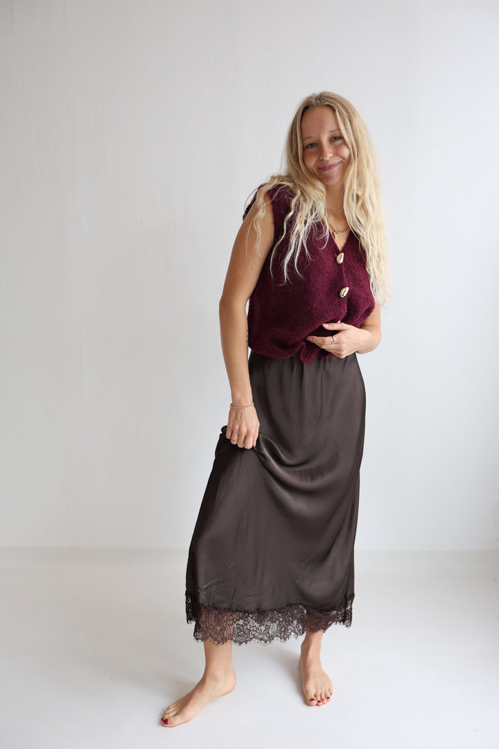 Pretty Lace Satin Skirt