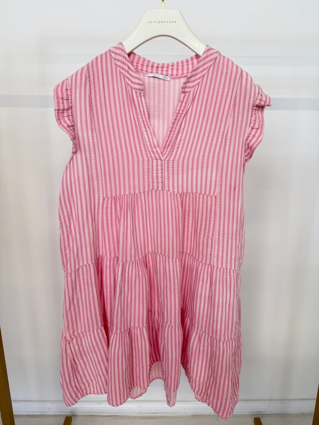 KURZES MUSSELINKLEID SUMMER STRIPED BLOSSOM (B-WARE)