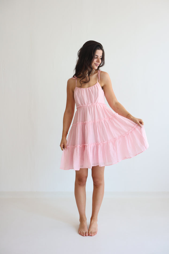 Bow Strap Tiered Dress