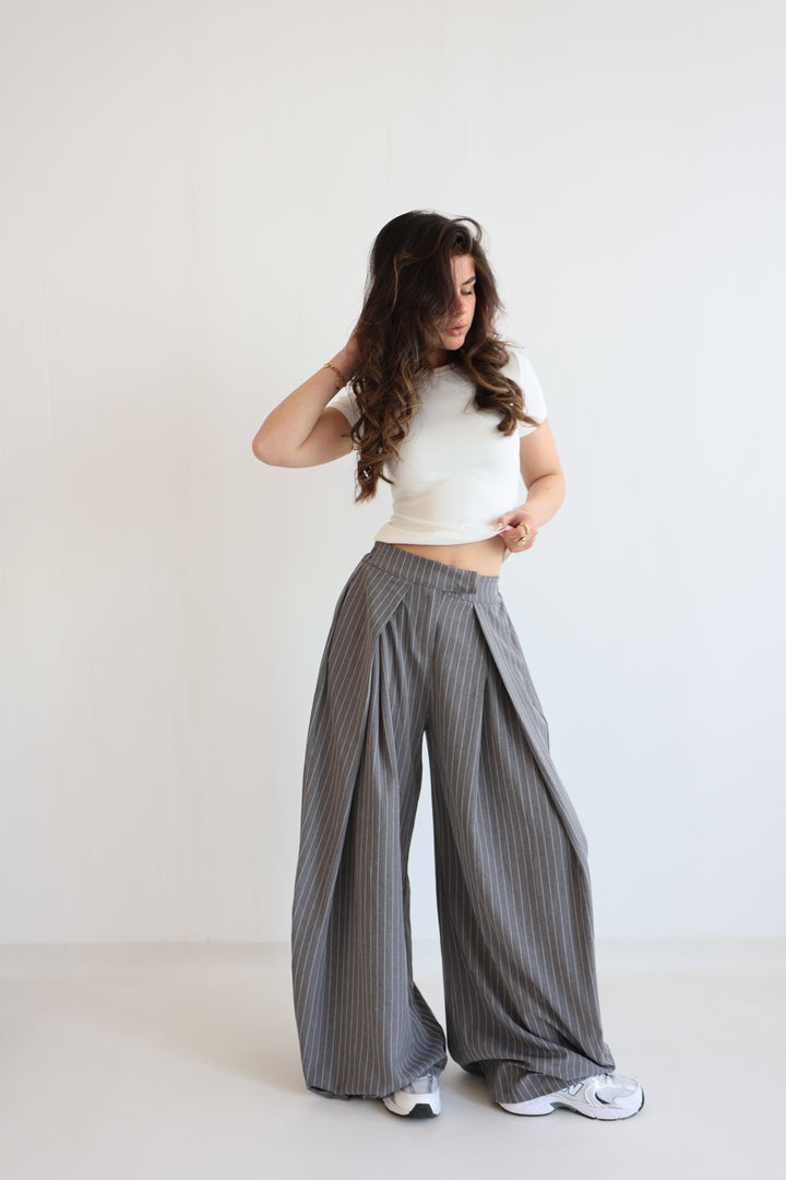 Tailored Wrap Pleat Bundfaltenhose
