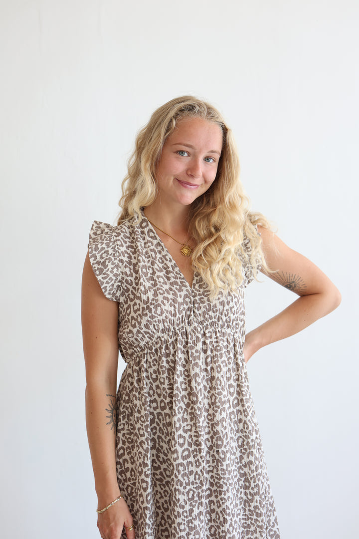 Langes Musselinkleid Timeless Leopard
