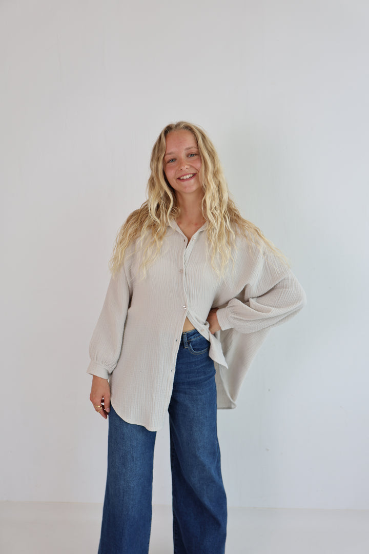 Oversize Blusenhemd aus Musselin Golden Eye