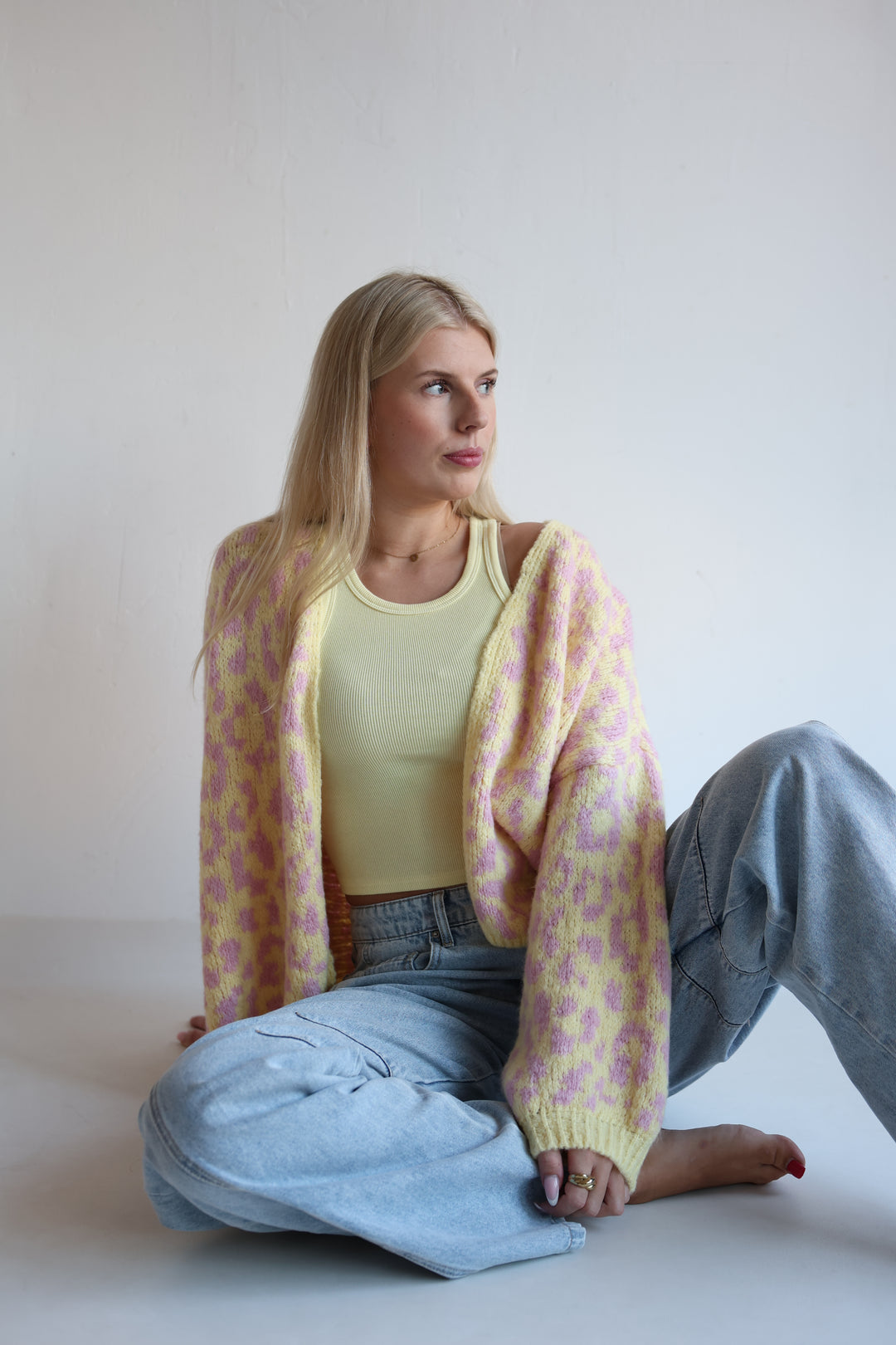 Offener Cardigan mit Leoprint