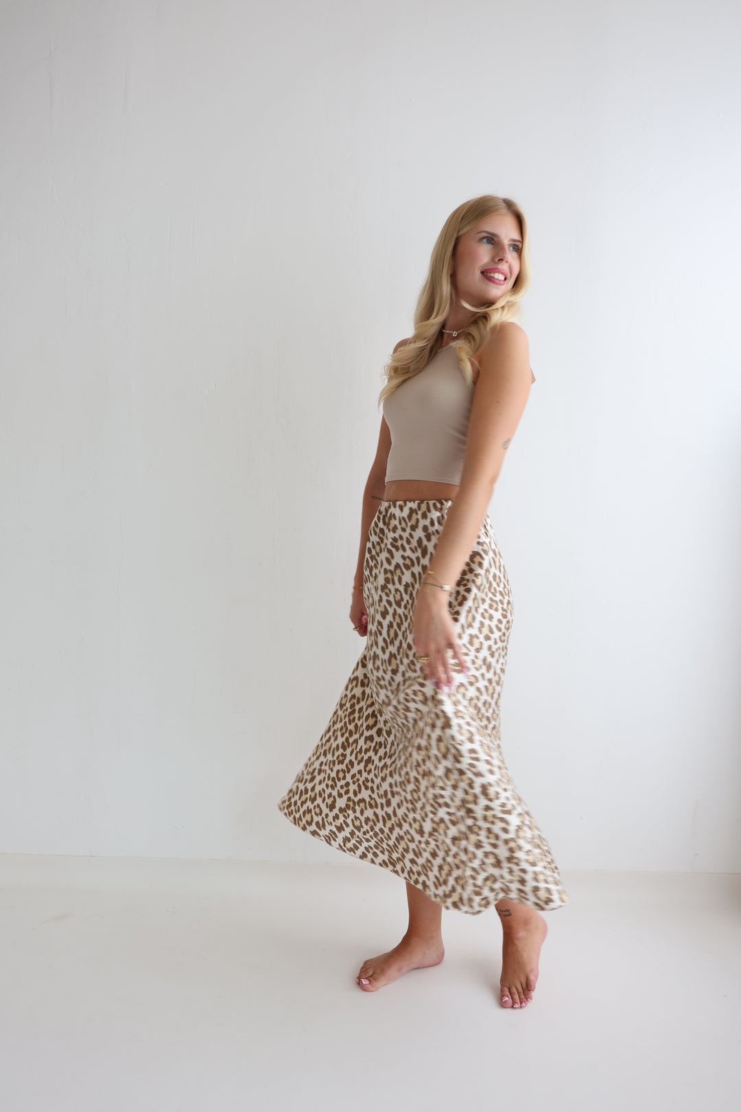 Langer Rock mit Leoprint Lion